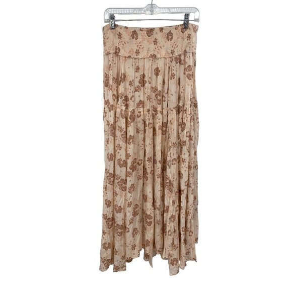 Free People Magnetic Meadows Tiered Laced Up Side Maxi Skirt LARGE - Picture 2 of 8